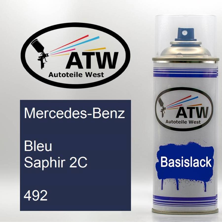 Mercedes-Benz, Bleu Saphir 2C, 492: 400ml Sprühdose, von ATW Autoteile West.